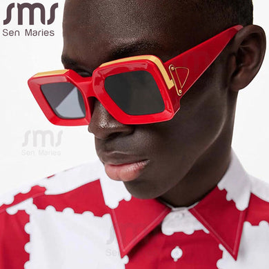 Square Gradient Sunglasses Women  Brand Black Red Sun Glasses Metal Clip Shades Eyewear Men Eyeglasses UV400