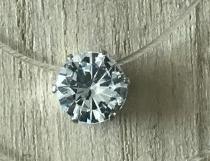 Fashion Square Imitation Pearl Cz Stone Crystal Zircon Necklace Invisible Transparent Fishing Line Chain Necklace For Women