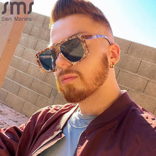 Carica l&#39;immagine nel visualizzatore di Gallery, Square Leopard Large Frame  Women Sunglasses Simple Round Face  Lady Sun Glasses Shades glasses Women Eyewear Gifts