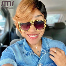 Carica l&#39;immagine nel visualizzatore di Gallery, Square Leopard Large Frame  Women Sunglasses Simple Round Face  Lady Sun Glasses Shades glasses Women Eyewear Gifts