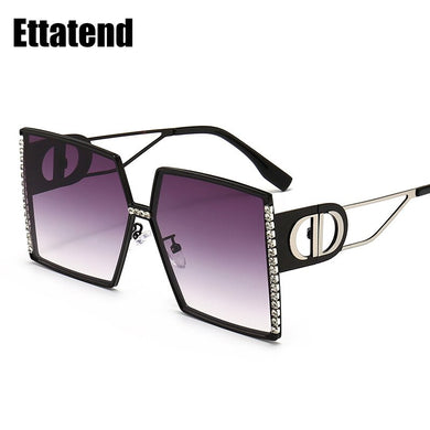 Occhiali da sole quadrati oversize da donna con strass Designer di marca Punk Occhiali da sole Occhiali da donna Tonalità vintage Uv400 