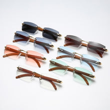 Load image into Gallery viewer, Square Rimless Classic Men&#39;s Sunglasses Wooden Frame Women Rectangle Small Lens Male Driving Sun Glasses UV400 Shades
