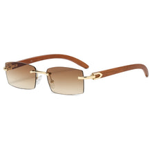 Load image into Gallery viewer, Square Rimless Classic Men&#39;s Sunglasses Wooden Frame Women Rectangle Small Lens Male Driving Sun Glasses UV400 Shades