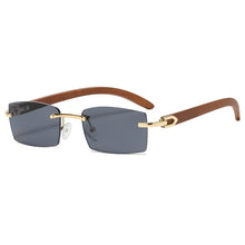 Load image into Gallery viewer, Square Rimless Classic Men&#39;s Sunglasses Wooden Frame Women Rectangle Small Lens Male Driving Sun Glasses UV400 Shades