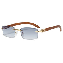 Load image into Gallery viewer, Square Rimless Classic Men&#39;s Sunglasses Wooden Frame Women Rectangle Small Lens Male Driving Sun Glasses UV400 Shades
