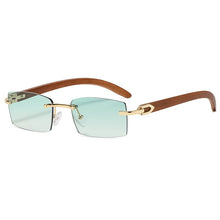 Load image into Gallery viewer, Square Rimless Classic Men&#39;s Sunglasses Wooden Frame Women Rectangle Small Lens Male Driving Sun Glasses UV400 Shades