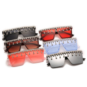 Occhiali da sole quadrati Donna 2023 Occhiali da sole con nappa Uomo Occhiali oversize Tonalità UV400 Oculos 