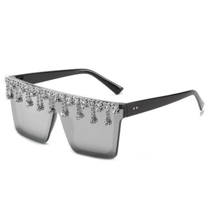 Occhiali da sole quadrati Donna 2023 Occhiali da sole con nappa Uomo Occhiali oversize Tonalità UV400 Oculos 