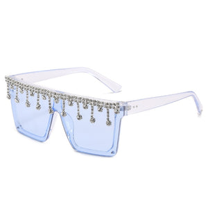 Occhiali da sole quadrati Donna 2023 Occhiali da sole con nappa Uomo Occhiali oversize Tonalità UV400 Oculos 