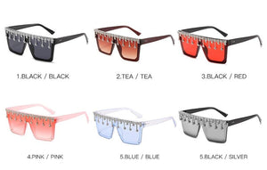 Occhiali da sole quadrati Donna 2023 Occhiali da sole con nappa Uomo Occhiali oversize Tonalità UV400 Oculos 