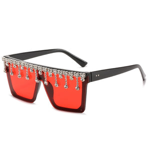 Occhiali da sole quadrati Donna 2023 Occhiali da sole con nappa Uomo Occhiali oversize Tonalità UV400 Oculos 