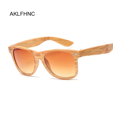 Square Sunglasses Women Designer  Man/Women Black Sun Glasses Male Female Classic Vintage Imitation Wood Grain