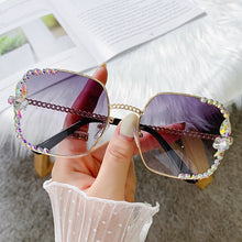 Load image into Gallery viewer, Square Sunglasses Women Brand Designer  Rhinestone Sun Glasses Clear Lens Vintage Shades Gafas De Sol