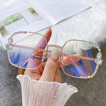Load image into Gallery viewer, Square Sunglasses Women Brand Designer  Rhinestone Sun Glasses Clear Lens Vintage Shades Gafas De Sol