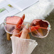 Load image into Gallery viewer, Square Sunglasses Women Brand Designer  Rhinestone Sun Glasses Clear Lens Vintage Shades Gafas De Sol