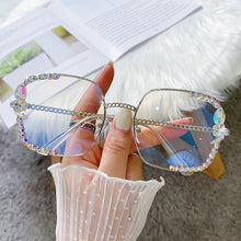 Load image into Gallery viewer, Square Sunglasses Women Brand Designer  Rhinestone Sun Glasses Clear Lens Vintage Shades Gafas De Sol
