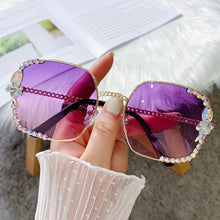Load image into Gallery viewer, Square Sunglasses Women Brand Designer  Rhinestone Sun Glasses Clear Lens Vintage Shades Gafas De Sol