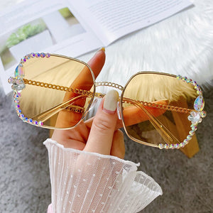Square Sunglasses Women Brand Designer Rhinestone Sun Glasses