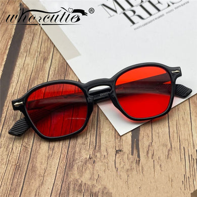 Square Sunglasses Women  Yellow Red Sun Glasses Vintage Decor Rivets Round Driver Men Shades Eyewear UV400 Ladies