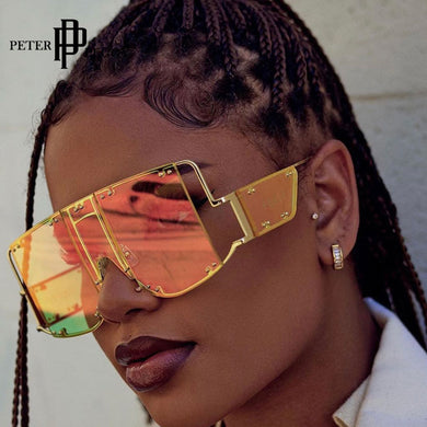 Square Sunglasses Women Oversized Men Shades Glasses  Brand Metal Rivet Trend Unique Female Eyewear