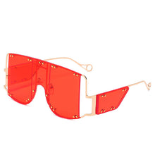 Load image into Gallery viewer, Square Sunglasses Women Oversized Mirror Men Shades Glasses  Brand Metal Rivet Trend Unique Female Eyewear