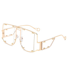 Load image into Gallery viewer, Square Sunglasses Women Oversized Mirror Men Shades Glasses  Brand Metal Rivet Trend Unique Female Eyewear