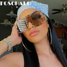 Load image into Gallery viewer, Square Sunglasses Women Oversized Mirror Men Shades Glasses  Brand Metal Rivet Trend Unique Female Eyewear