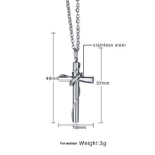 Carica l&#39;immagine nel visualizzatore di Gallery, Collana con ciondolo per coppie con croce cristiana in acciaio inossidabile di moda per donne e uomini Regalo personalizzato per gli amanti Gioielli in colore argento 