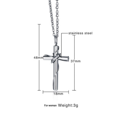 Collana con ciondolo per coppie con croce cristiana in acciaio inossidabile di moda per donne e uomini Regalo personalizzato per gli amanti Gioielli in colore argento 
