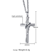 Carica l&#39;immagine nel visualizzatore di Gallery, Collana con ciondolo per coppie con croce cristiana in acciaio inossidabile di moda per donne e uomini Regalo personalizzato per gli amanti Gioielli in colore argento 