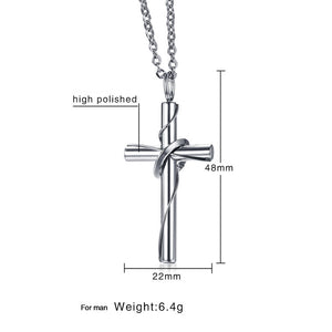 Collana con ciondolo per coppie con croce cristiana in acciaio inossidabile di moda per donne e uomini Regalo personalizzato per gli amanti Gioielli in colore argento 