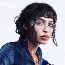 Load image into Gallery viewer, Steampunk Fire Flame Sunglasses Women Men Rimless Wave Sun Glasses Lady One Piece Shades Punk Female Shiny Eyewear UV400