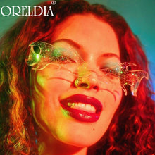 Load image into Gallery viewer, Steampunk Fire Flame Sunglasses Women Men Rimless Wave Sun Glasses Lady One Piece Shades Punk Female Shiny Eyewear UV400