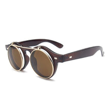 Load image into Gallery viewer, Steampunk Goth Goggles Glasses Retro Flip Up Round Sunglasses Vintage -OPK