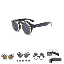 Load image into Gallery viewer, Steampunk Goth Goggles Glasses Retro Flip Up Round Sunglasses Vintage -OPK