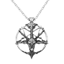 Carica l'immagine nel visualizzatore di Gallery, Fashion Steampunk Inverted Pentagram Pan God Skull Goat Head Pendant Necklaces Satanism Satanic Occult Metal DIY Choker Necklace