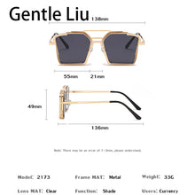 Load image into Gallery viewer, Steampunk Oversized Square Sunglasses Men&#39;s Metal Frame  Brand Designer Sun Glasses Ladies Retro Eyeglasses UV400