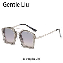Load image into Gallery viewer, Steampunk Oversized Square Sunglasses Men&#39;s Metal Frame  Brand Designer Sun Glasses Ladies Retro Eyeglasses UV400