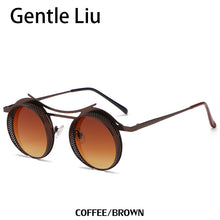 Load image into Gallery viewer, Steampunk Round Sunglasses For Men Women Metal Quality Brand Designer Sun Glasses Ladies  Punk Style Eyewear UV400