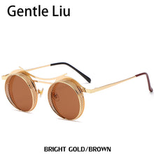 Load image into Gallery viewer, Steampunk Round Sunglasses For Men Women Metal Quality Brand Designer Sun Glasses Ladies  Punk Style Eyewear UV400