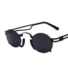 Load image into Gallery viewer, Steampunk Round Sunglasses Men Women Vintage Metal Punk Sunglasses For Men Retro Mirror Black Sun Glasses Shades UV400