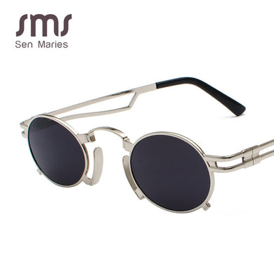 Steampunk Round Sunglasses Men Women Vintage Metal Punk Sunglasses For Men Retro Mirror Black Sun Glasses Shades UV400