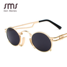 Load image into Gallery viewer, Steampunk Round Sunglasses Men Women Vintage Metal Punk Sunglasses For Men Retro Mirror Black Sun Glasses Shades UV400
