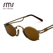 Load image into Gallery viewer, Steampunk Round Sunglasses Men Women Vintage Metal Punk Sunglasses For Men Retro Mirror Black Sun Glasses Shades UV400