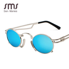 Load image into Gallery viewer, Steampunk Round Sunglasses Men Women Vintage Metal Punk Sunglasses For Men Retro Mirror Black Sun Glasses Shades UV400