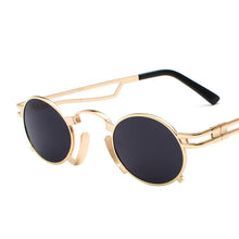 Load image into Gallery viewer, Steampunk Round Sunglasses Men Women Vintage Metal Punk Sunglasses For Men Retro Mirror Black Sun Glasses Shades UV400