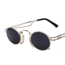 Load image into Gallery viewer, Steampunk Round Sunglasses Men Women Vintage Metal Punk Sunglasses For Men Retro Mirror Black Sun Glasses Shades UV400