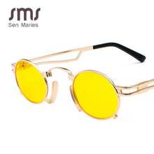 Load image into Gallery viewer, Steampunk Round Sunglasses Men Women Vintage Metal Punk Sunglasses For Men Retro Mirror Black Sun Glasses Shades UV400