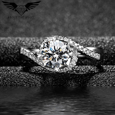 Fashion Style Cross Shank Lady Ring / 14 K Gold Ring / Moissanite Heart shape Prong Diamond Ring