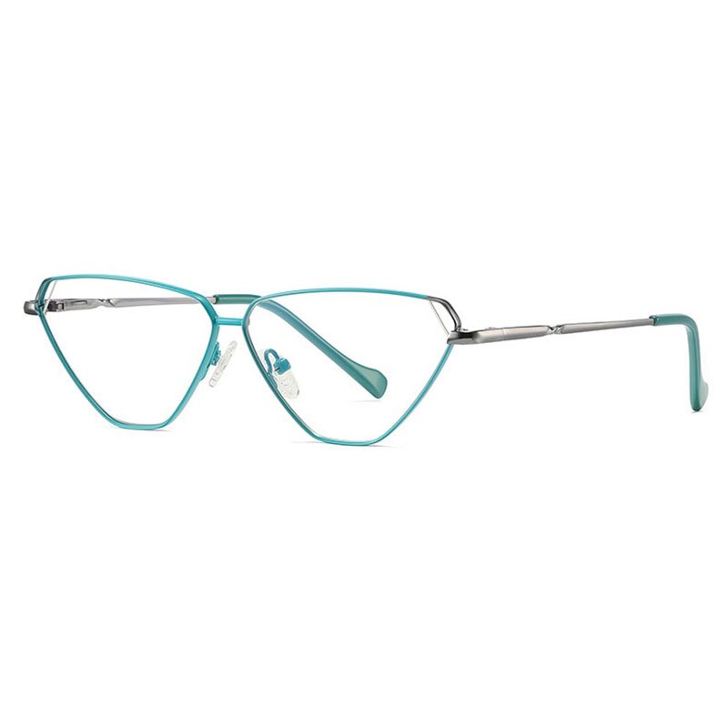 Stylish Women Eyeglasses Frame Cat Eye Full Rim Alloy Green Optical Glasses Spectacles Female Eyewear
